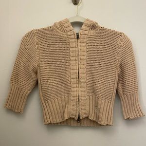 Urban Behaviors Tan crop zip up sweater.